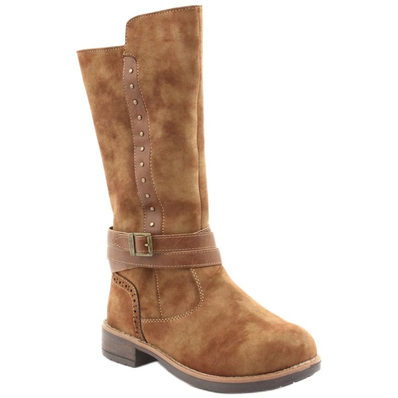 Botas longas American Club GC31 com strass castanho 1