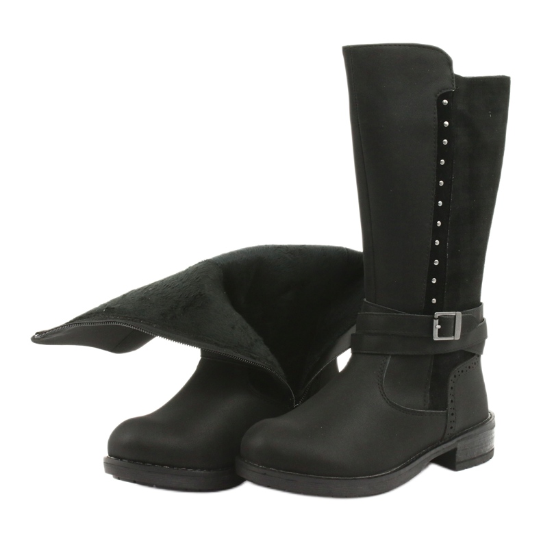 Botas longas American Club GC31 com strass preto cinza 5