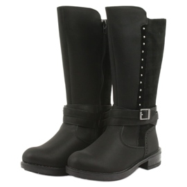 Botas longas American Club GC31 com strass preto cinza 3