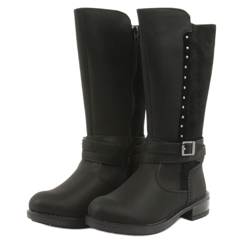 Botas longas American Club GC31 com strass preto cinza 3