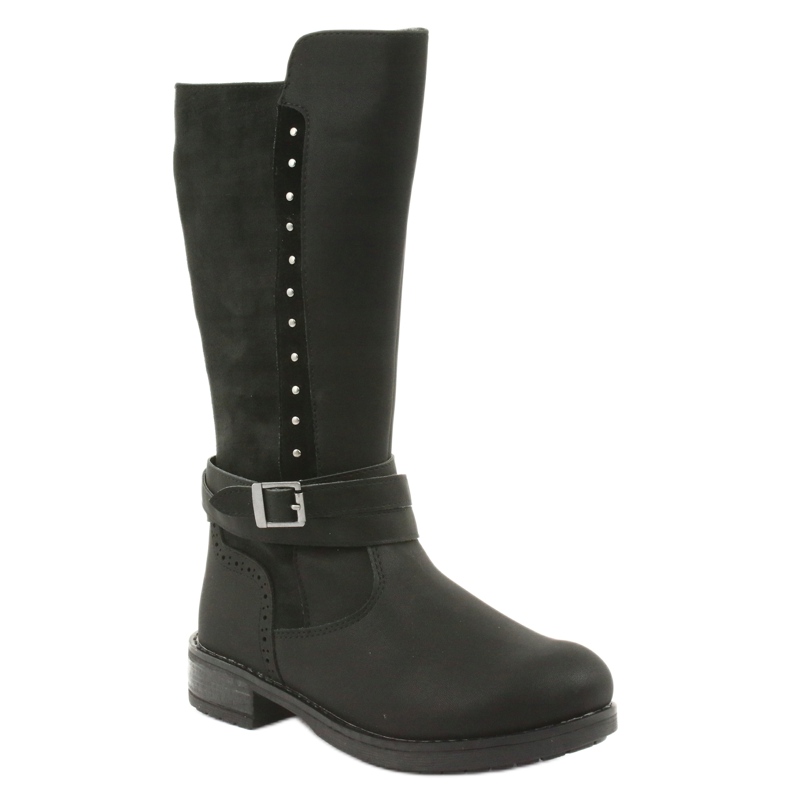 Botas longas American Club GC31 com strass preto cinza 1