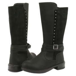 Botas longas American Club GC31 com strass preto cinza 4