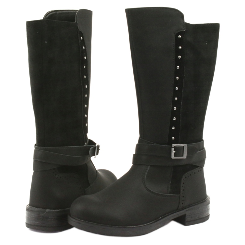 Botas longas American Club GC31 com strass preto cinza 4