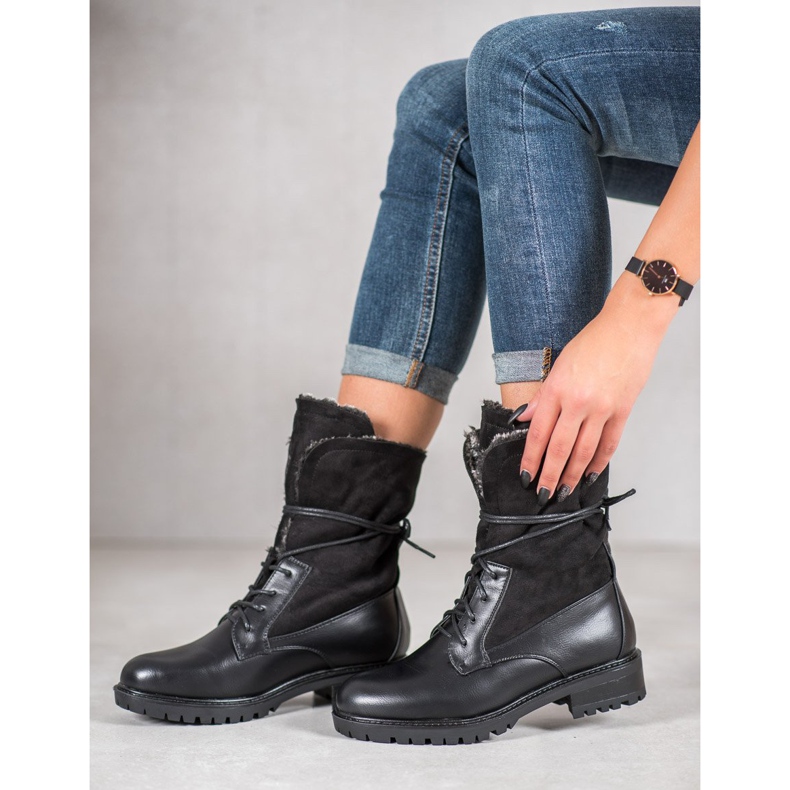 Seastar Botas com haste enrolada preto 2