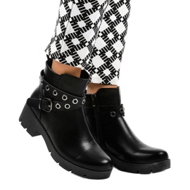 Botas pretas de salto baixo com fivela 9996-2 preto 1