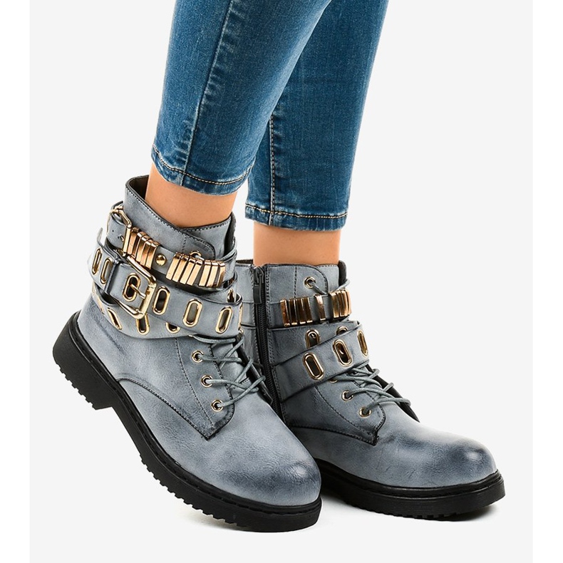 Botas com isolamento achatado azul B2878-KB 2 Botas com isolamento achatado azul B2878-KB 2