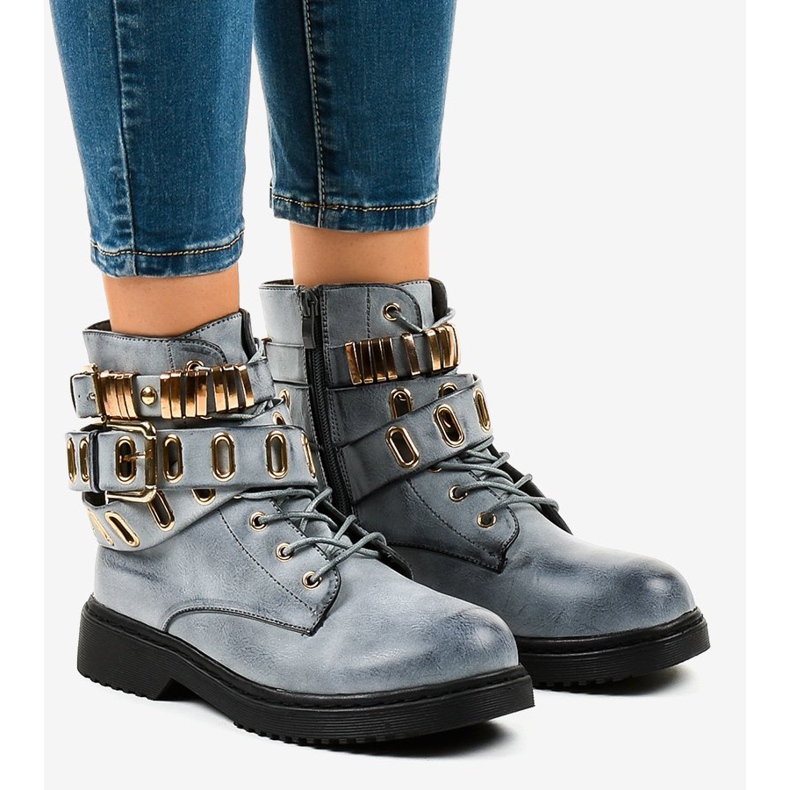 Botas com isolamento achatado azul B2878-KB 1 Botas com isolamento achatado azul B2878-KB 1
