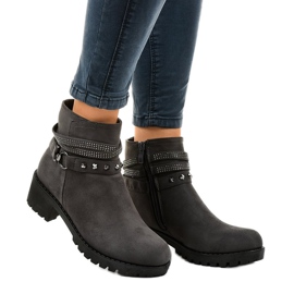 Botas de camurça cinza de salto alto L3058-29 1
