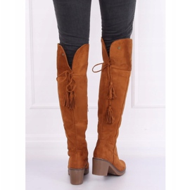 Botas acima do joelho em uma sola de borracha camelo 8B938 castanho 1