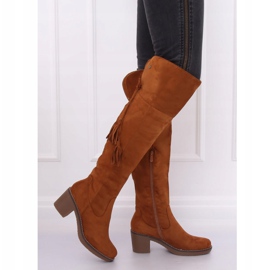Botas acima do joelho em uma sola de borracha camelo 8B938 castanho 2