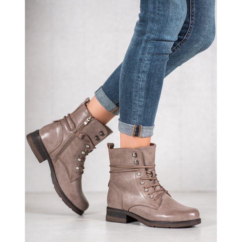 SHELOVET Botas de couro ecológico castanho 1