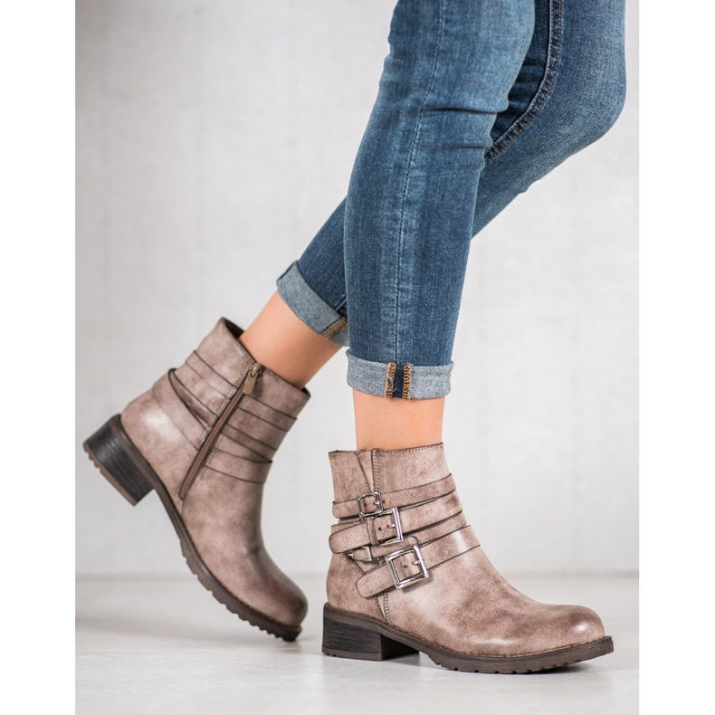 SHELOVET Botas Bege Clássicas 2