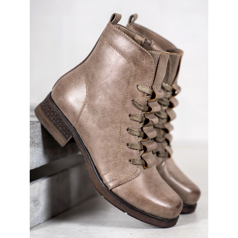Forever Folie Botas de amarrar bege 1 Forever Folie Botas de amarrar bege 1