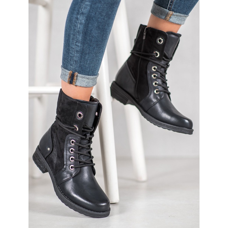 SHELOVET Botas de amarrar preto 1