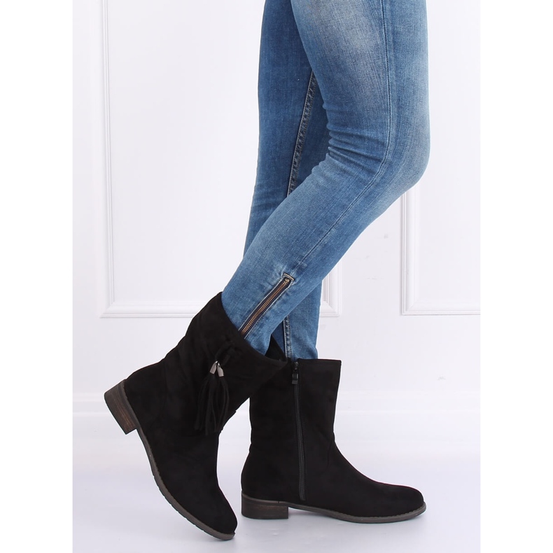 Botas pretas rasas femininas pretas 99-133 pretas preto 1