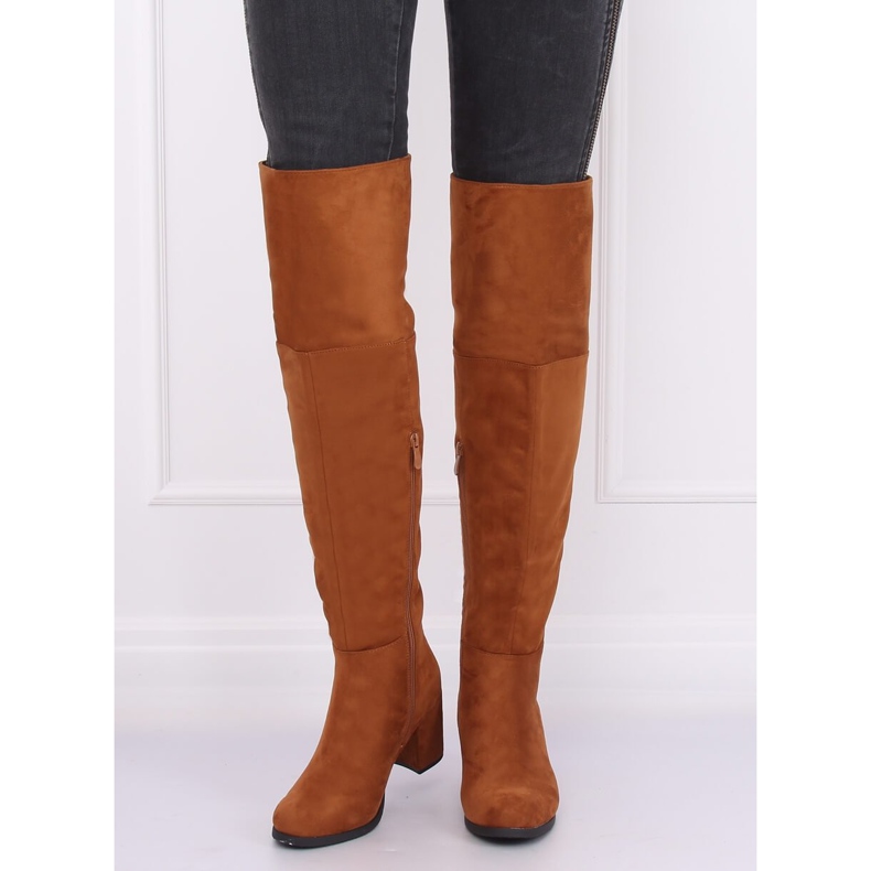 Botas de salto baixo camelo 8B965 Camel marrom 2