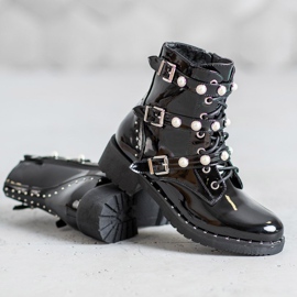 Seastar Botas envernizadas com pérolas preto 1