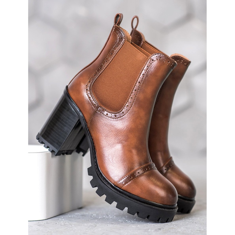 Seastar Botas deslizantes na plataforma castanho 1