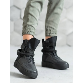 Diamantique Botas altas com fivelas preto 2 Diamantique Botas altas com fivelas preto 2