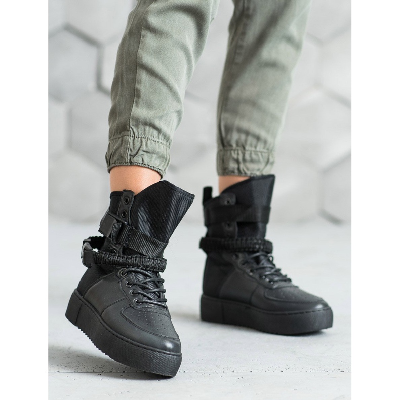 Diamantique Botas altas com fivelas preto 2 Diamantique Botas altas com fivelas preto 2