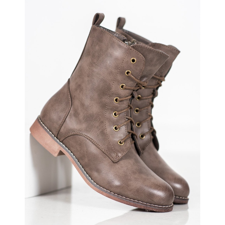 Super Me Botas de cano altas com couro ecológico marrom 2