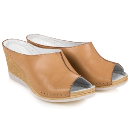 Vinceza Chinelos de couro castanho 1