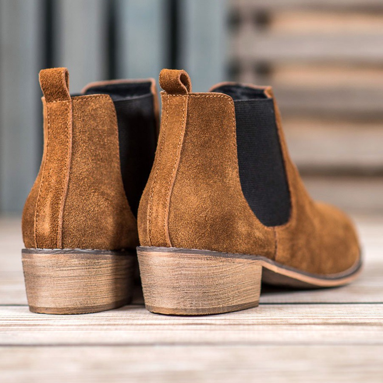 Goodin Botas de couro Chelsea marrom 1