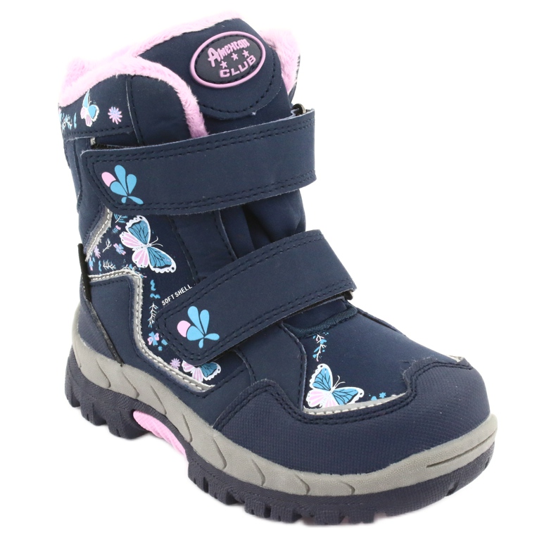 Botas American Club com borboletas azul marinho membrana HL28 rosa 1