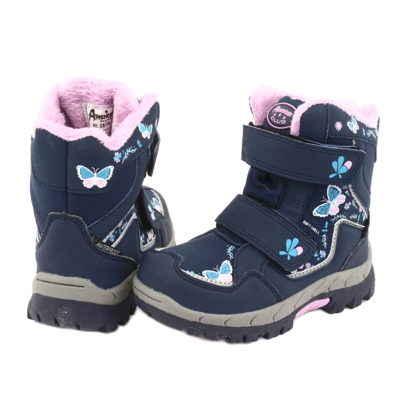 Botas American Club com borboletas azul marinho membrana HL28 rosa 4