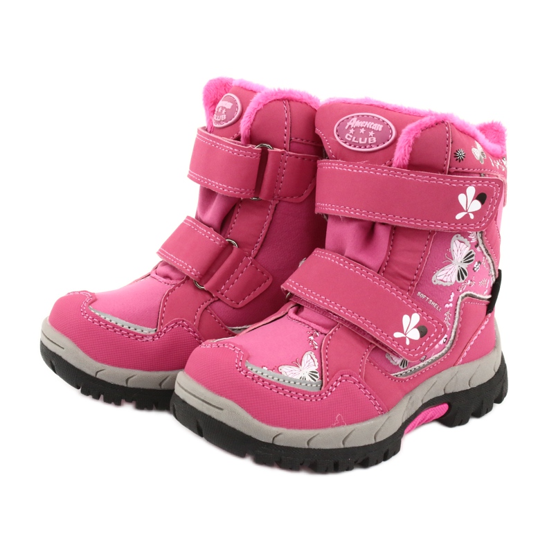 Botas American Club com borboletas rosa membrana HL28 branco preto 3