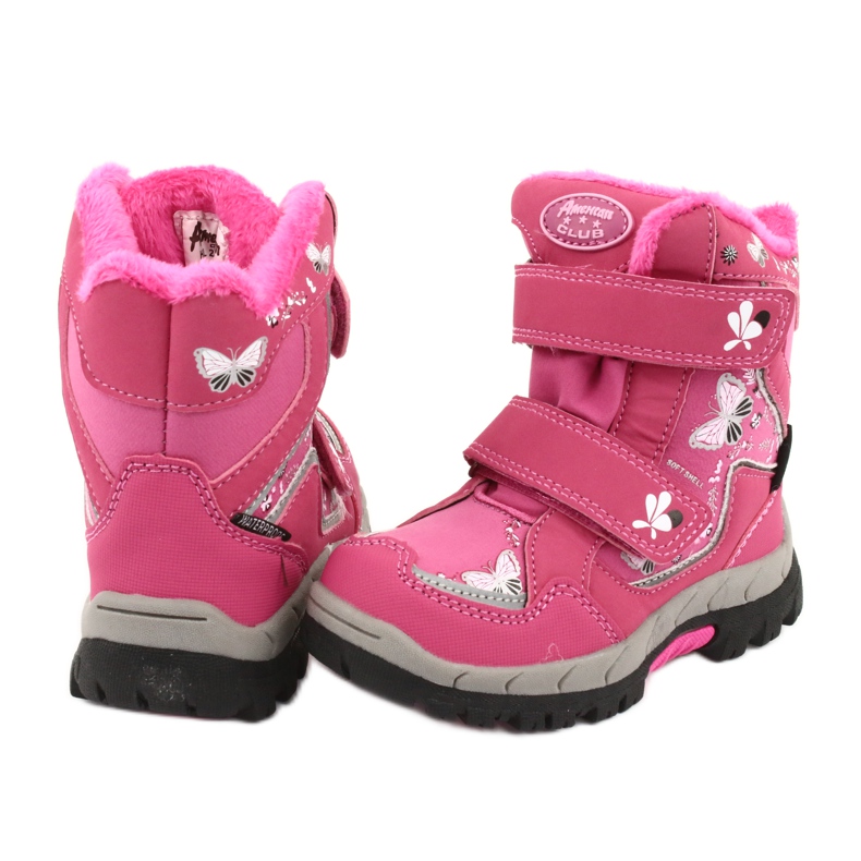 Botas American Club com borboletas rosa membrana HL28 branco preto 4