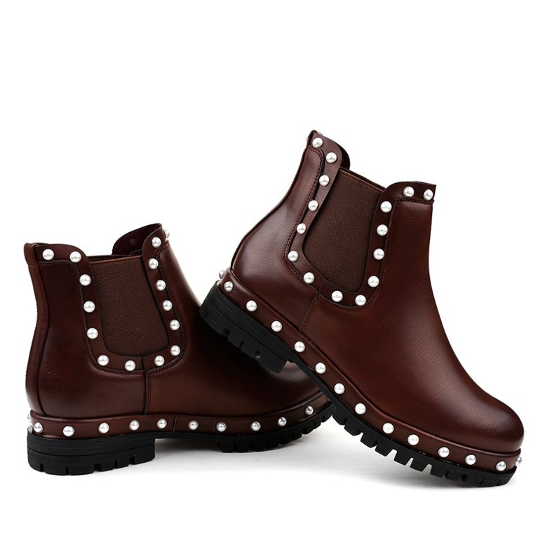 Botas Borgonha Chelsea com pérolas C-7211 vermelho 2