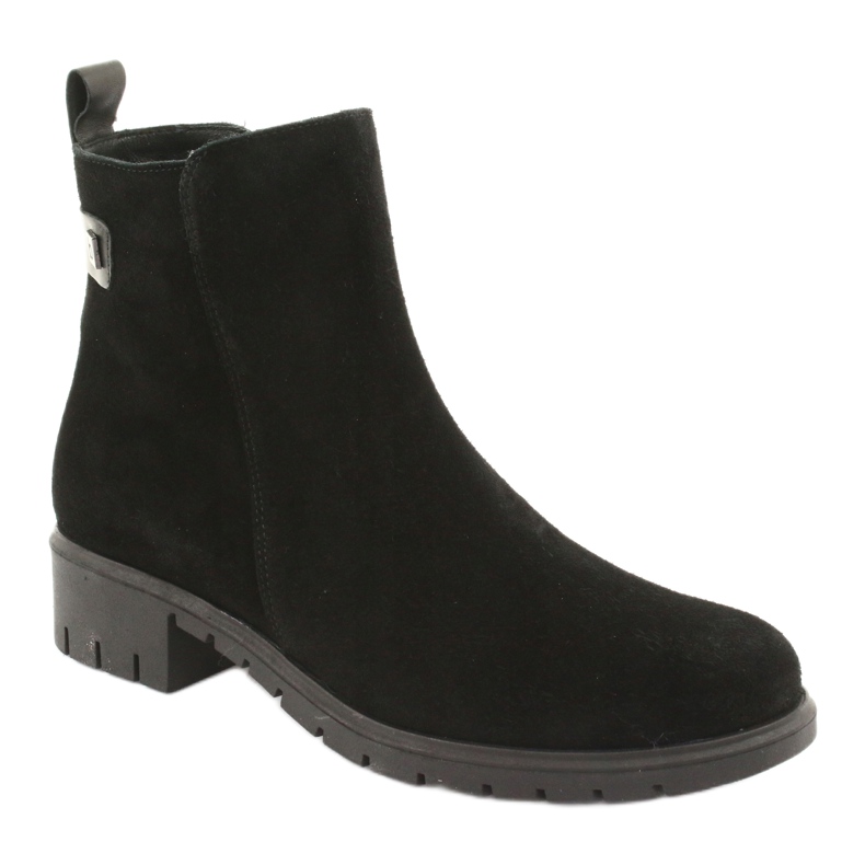 Arka Botas femininas camurça isolada couro 7202 preto 1
