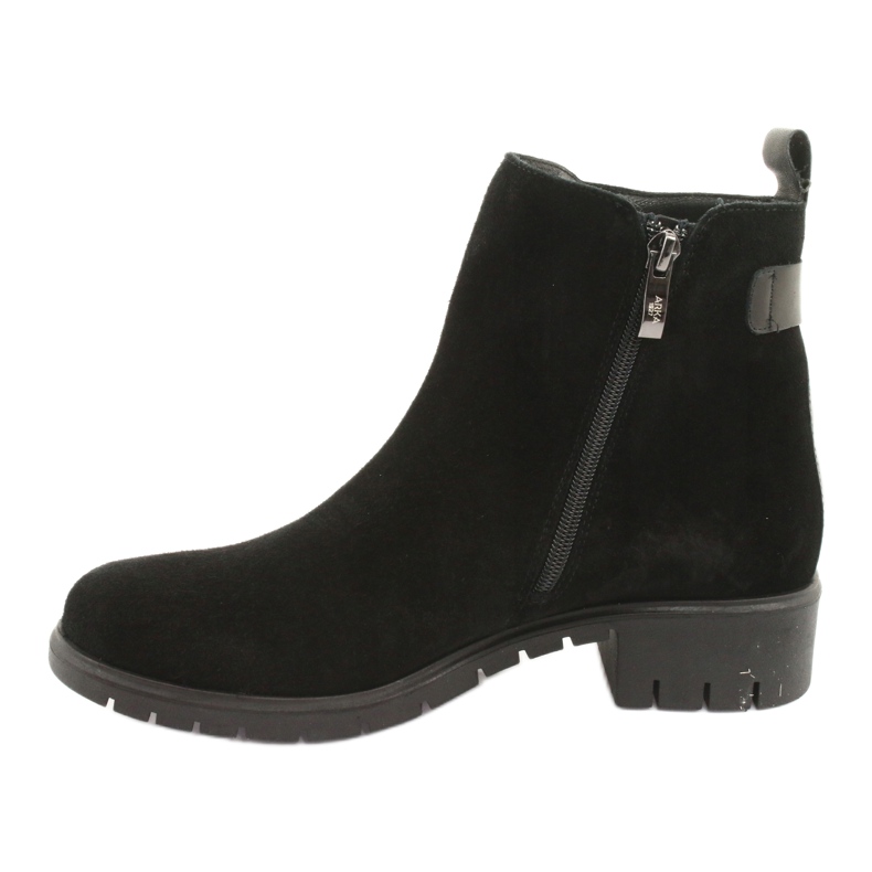 Arka Botas femininas camurça isolada couro 7202 preto 2
