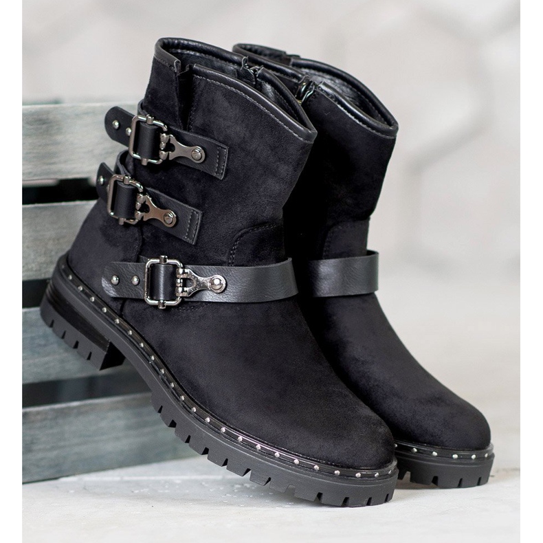 Lovery Trabalhadores de camurça preto 1