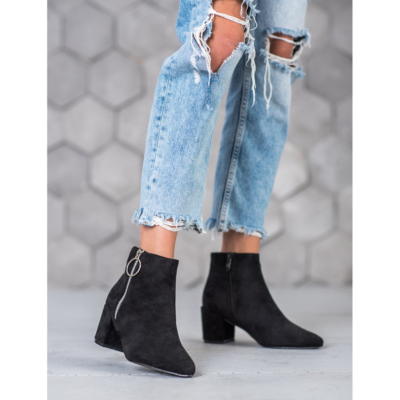 SHELOVET Botas de camurça em spitz preto 2