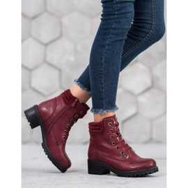 Goodin Botas amarradas com pele de carneiro vermelho 1 Goodin Botas amarradas com pele de carneiro vermelho 1