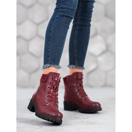 Goodin Botas amarradas com pele de carneiro vermelho 2