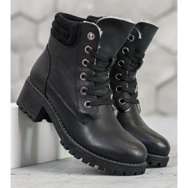 Goodin Botas amarradas com pele de carneiro preto 1 Goodin Botas amarradas com pele de carneiro preto 1
