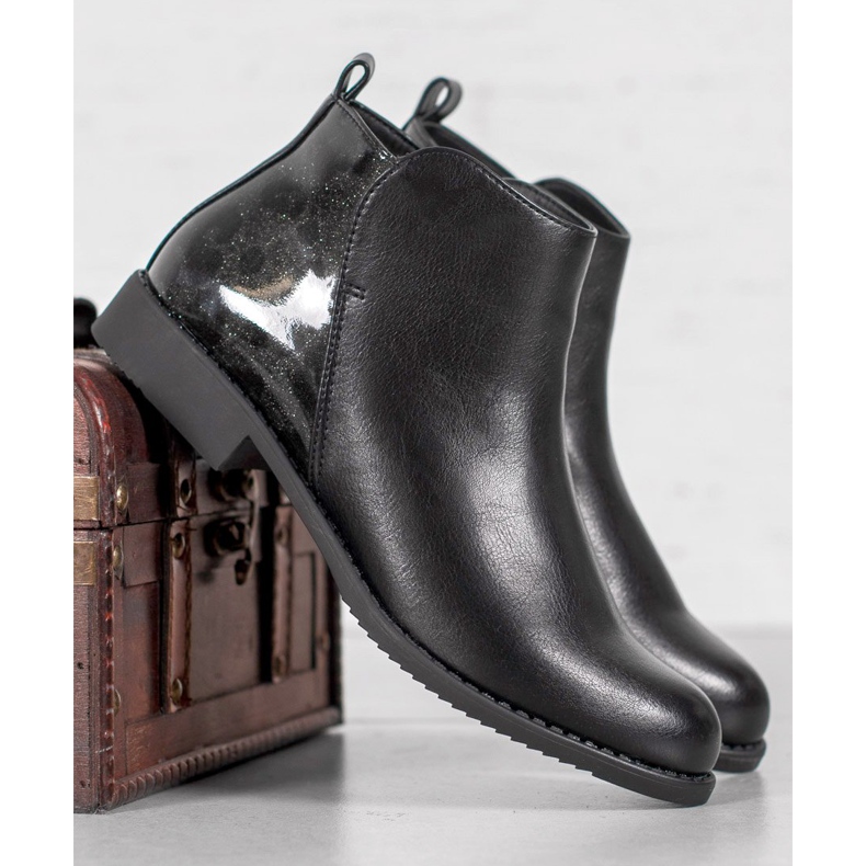 J. Star Botas de salto plano preto 2