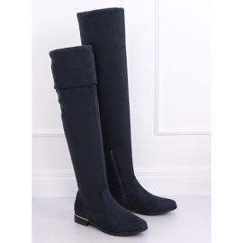 Botas acima do joelho com salto baixo, azul marinho 0-76 Azul azul-marinho 1