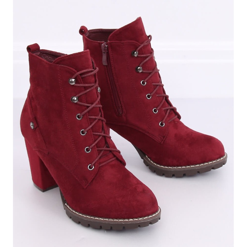 Botas de salto alto com atacadores 7081 Wine vermelho 1