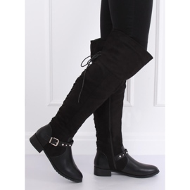 Botas acima do joelho de salto baixo pretas 688-3 pretas preto 2