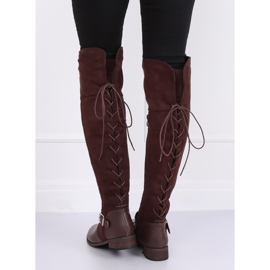 Botas acima do joelho com salto baixo marrom 688-3 marrom 1