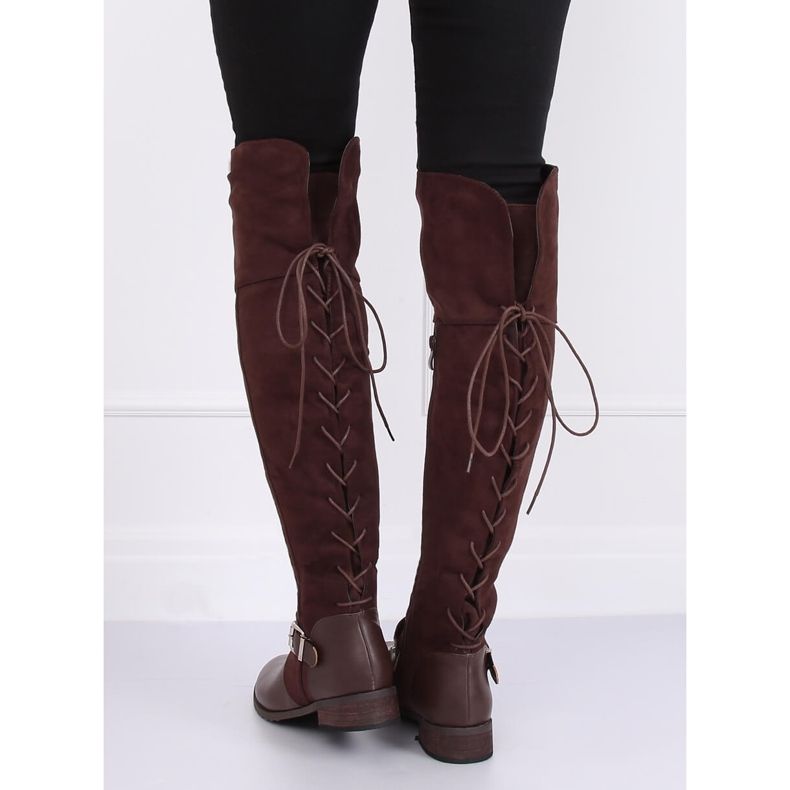 Botas acima do joelho com salto baixo marrom 688-3 marrom 1