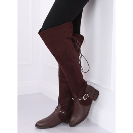 Botas acima do joelho com salto baixo marrom 688-3 marrom 2