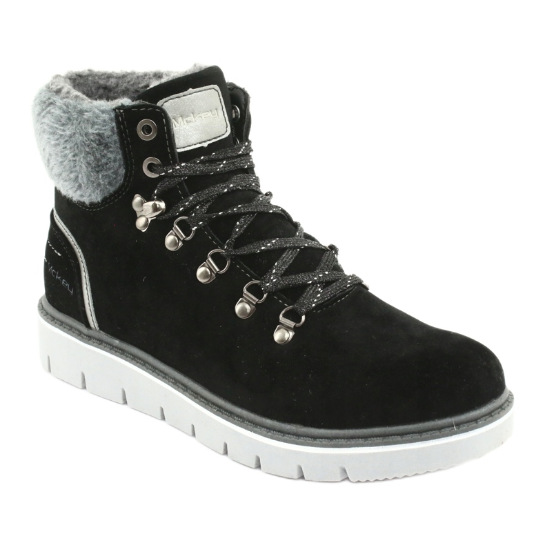 Botas de inverno MCKEY 1072 com atacadores preto cinza 1 Botas de inverno MCKEY 1072 com atacadores preto cinza 1