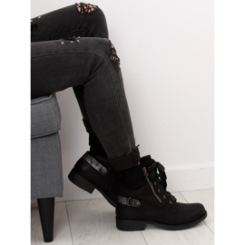 Botas Pretas com cadarço preto 17103-2 Preto II Qualidade 1 Botas Pretas com cadarço preto 17103-2 Preto II Qualidade 1