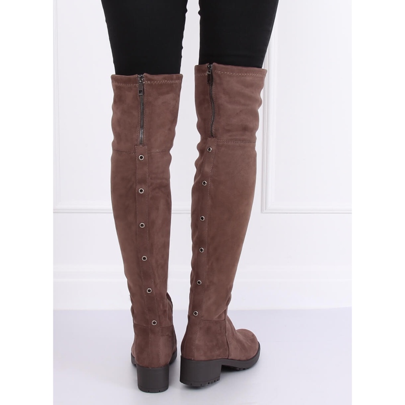 Botas de montaria femininas bege-marrom 0-207 Khaki 2