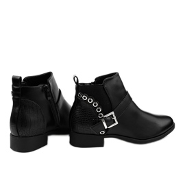 Botas pretas de cano baixo com elástico e zíper Y8159 preto 1